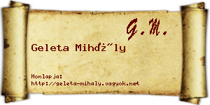 Geleta Mihály névjegykártya